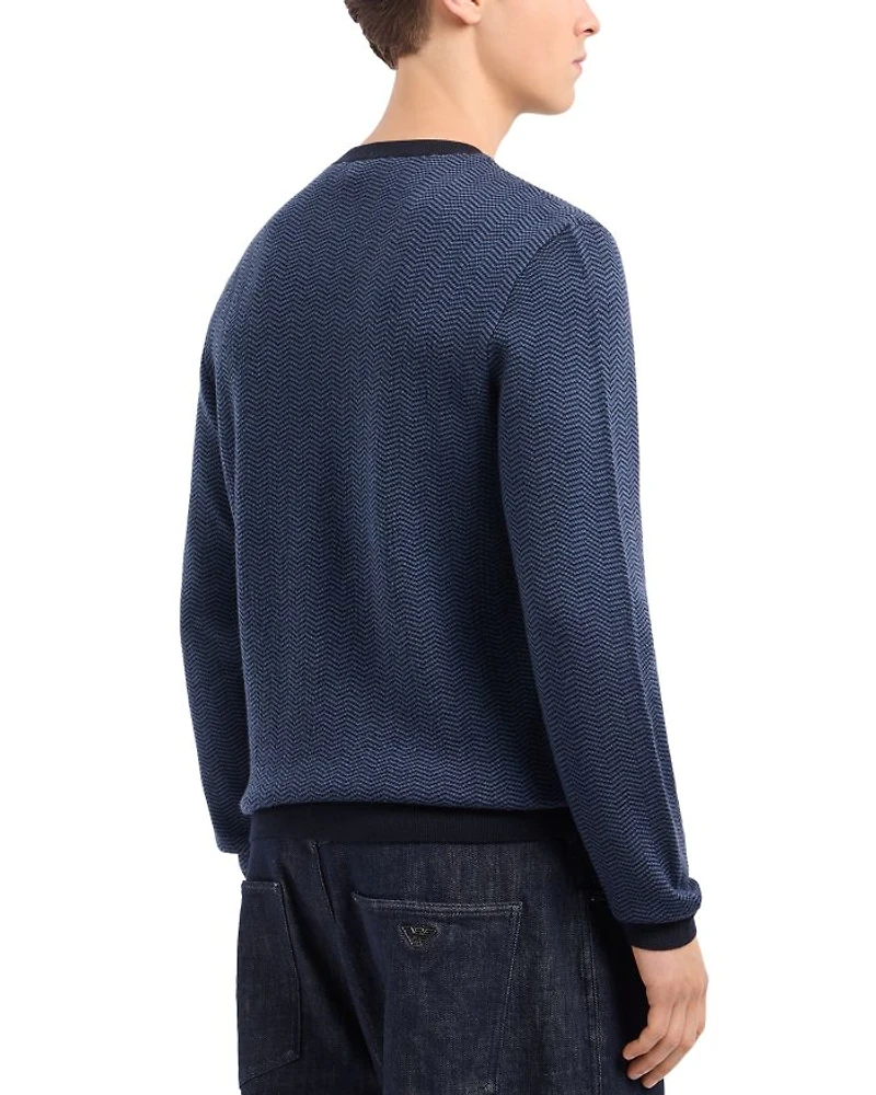 Wool Chevron Jacquard Regular Fit Sweater