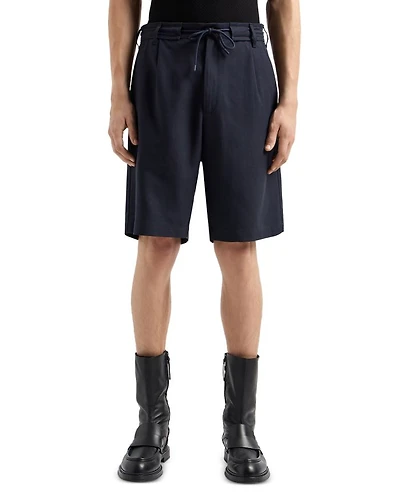 Textured Regular Fit Pleated Bermuda Shorts