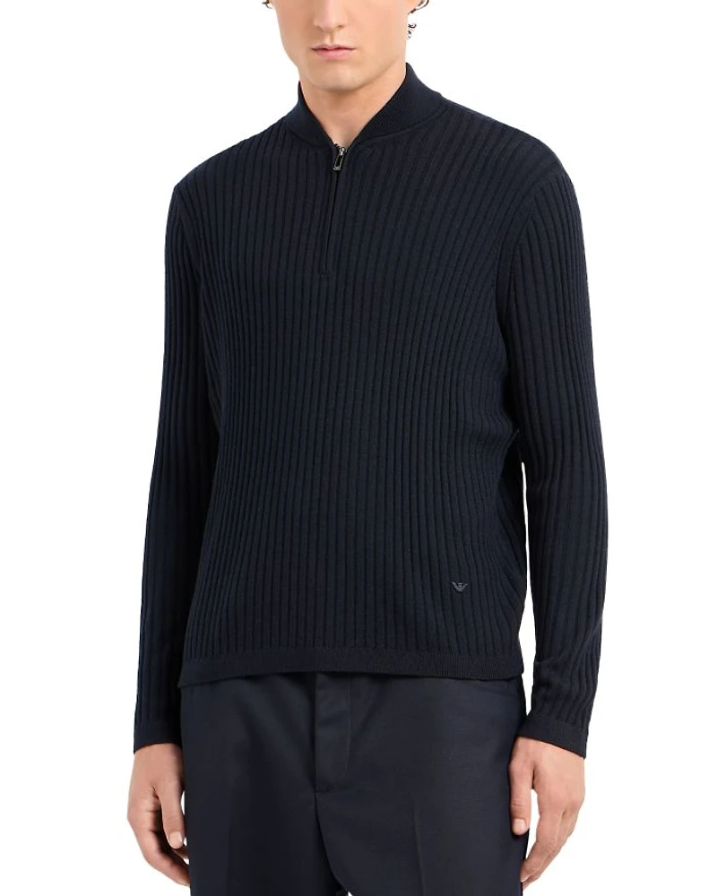 Rib Knit Quarter Zip Sweater