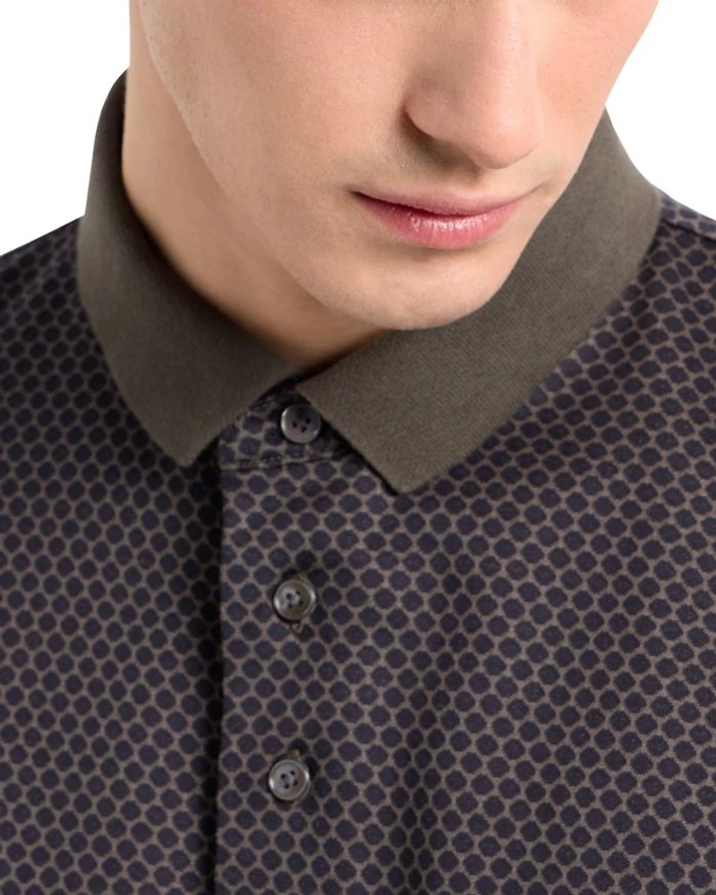Cotton Jersey Hexagon Jacquard Regular Fit Polo Shirt