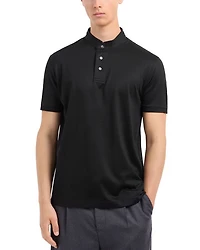 Jersey Knit Regular Fit Band Collar Polo Shirt