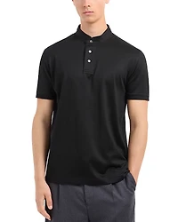 Emporio Armani Jersey Knit Regular Fit Band Collar Polo Shirt