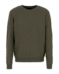 Allover Bicolor Chevron Jacquard Wool Sweater