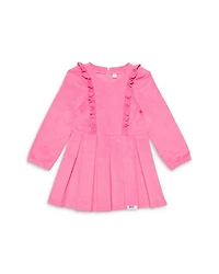 Girls' Long Sleeve Ruffle Dress Pink Corduroy - Little Kid