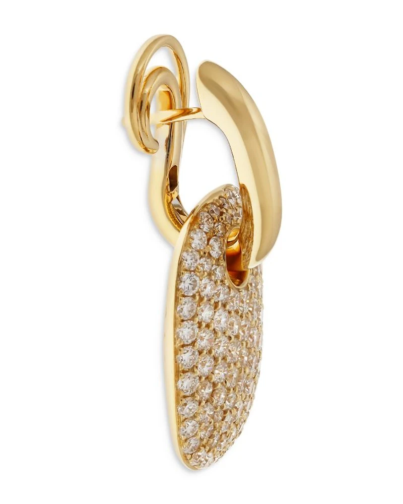 18K Yellow Gold Pavé Diamond Rectangular Drop Earrings - Exclusive