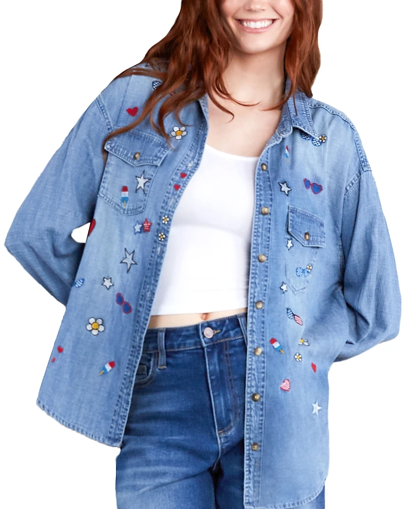 Billy T Celebration Embroidered Chambray Shirt
