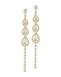 Angela Cubic Zirconia Linear Drop Earrings in 14K Gold Plated