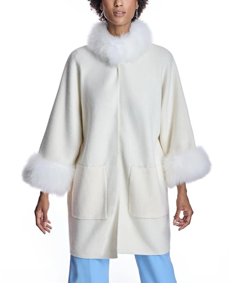 Cashmere Kimono with Goat Trim