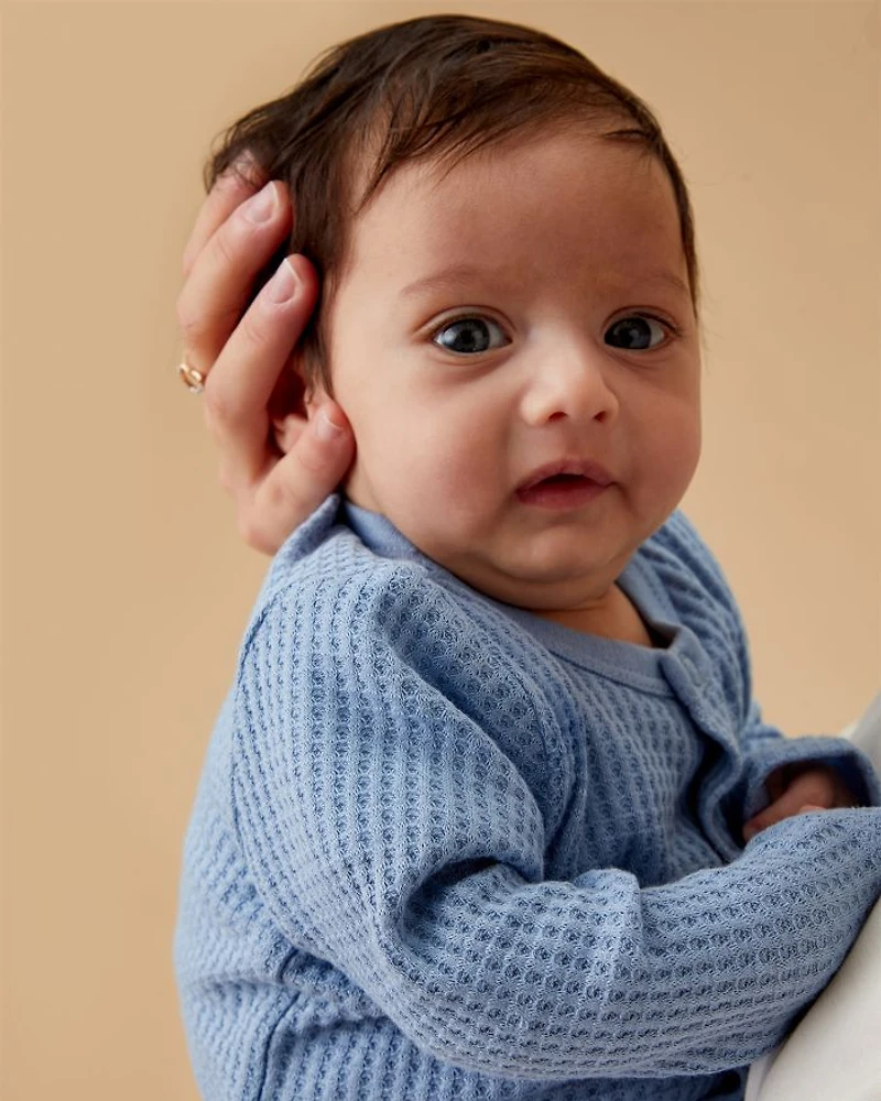 Unisex Waffle Cardigan & Footed Leggings Outfit - Baby