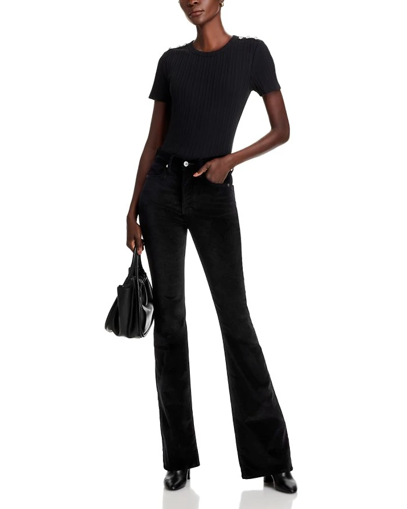 Beverly High Rise Velveteen Skinny Flare Jeans Black