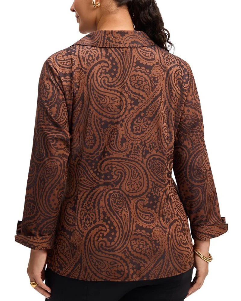Plus Paisley Jacquard Wrap Shirt
