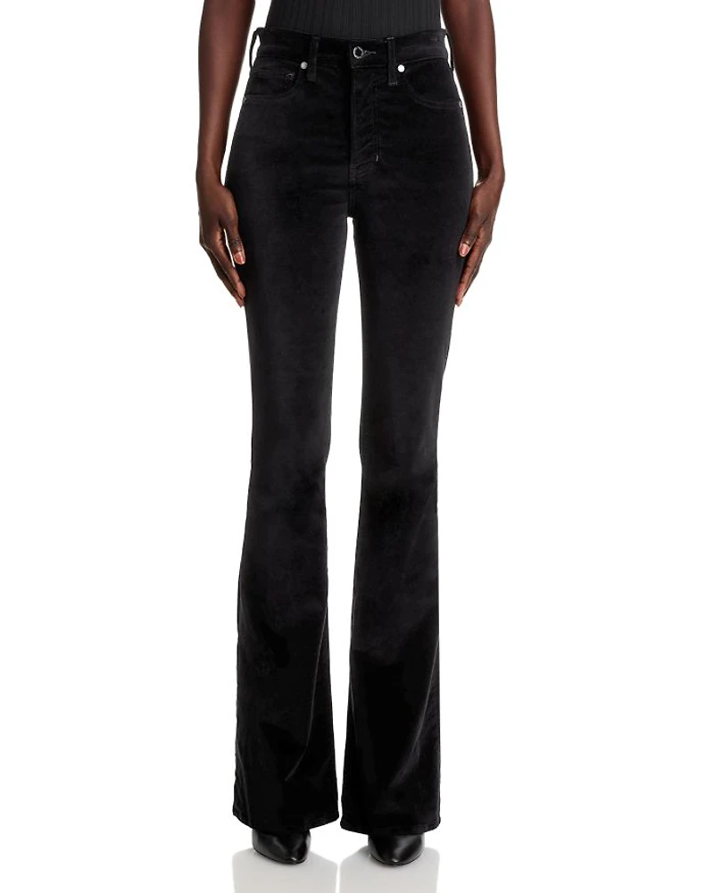 Beverly High Rise Velveteen Skinny Flare Jeans Black
