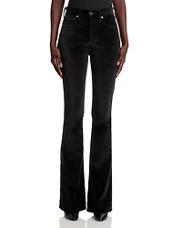 Beverly High Rise Velveteen Skinny Flare Jeans Black