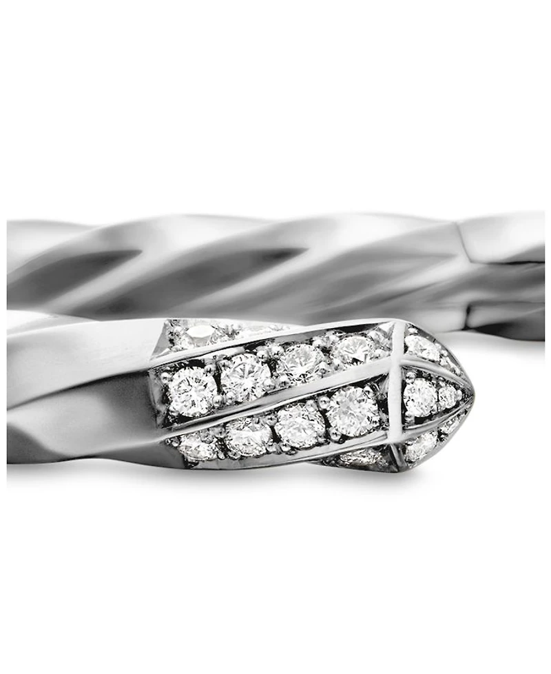 Cable Edge Bracelet in Recycled Sterling Silver with Pavé Diamonds