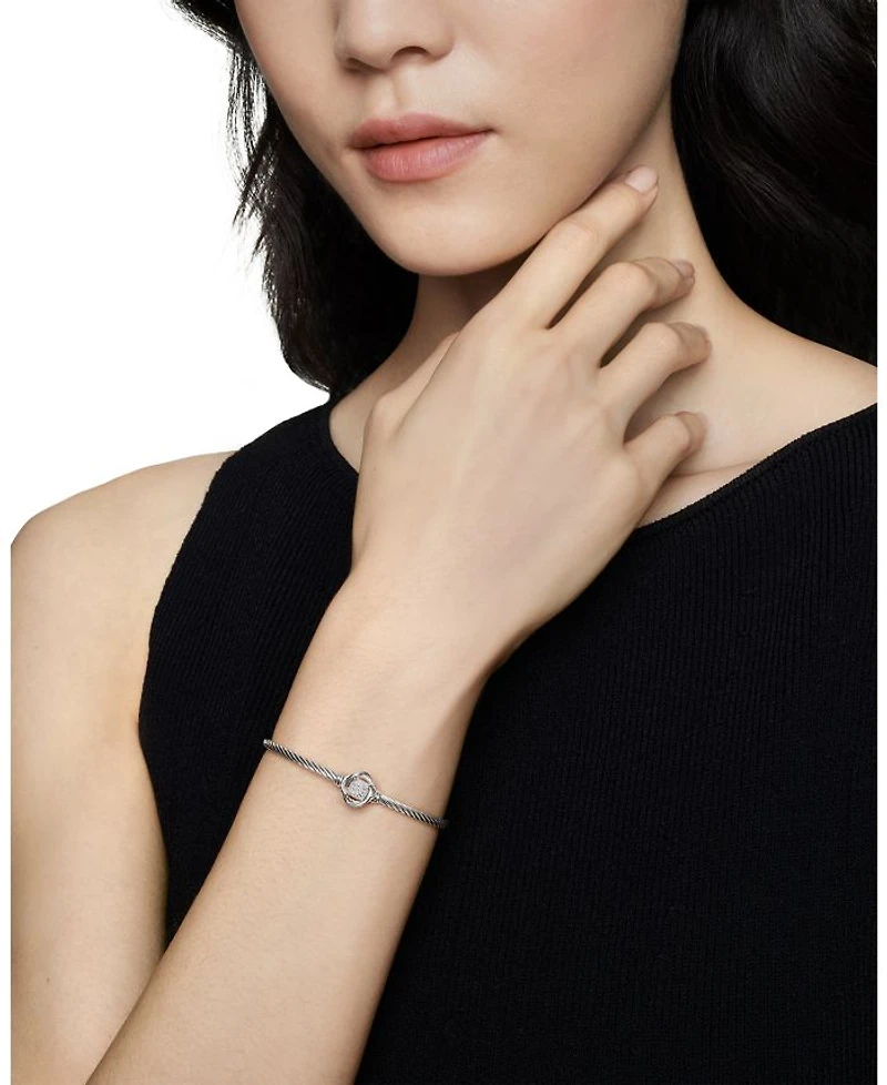 Infinity Bracelet Sterling Silver with Diamonds, 3mm