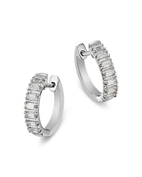 Diamond Baguette Huggie Hoop Earrings in 14K Gold