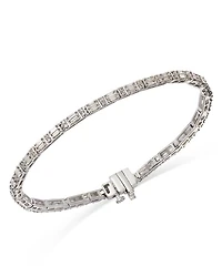 Diamond Round & Baguette Tennis Bracelet in 14K White Gold, 1.4 tcw