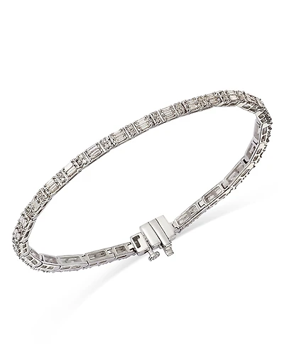 Bloomingdale's Fine Collection Diamond Round & Baguette Tennis Bracelet