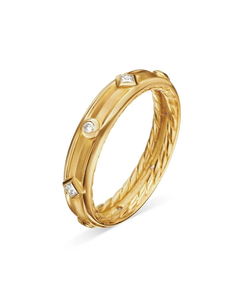 18K Yellow Gold Modern Renaissance Ring with Diamonds