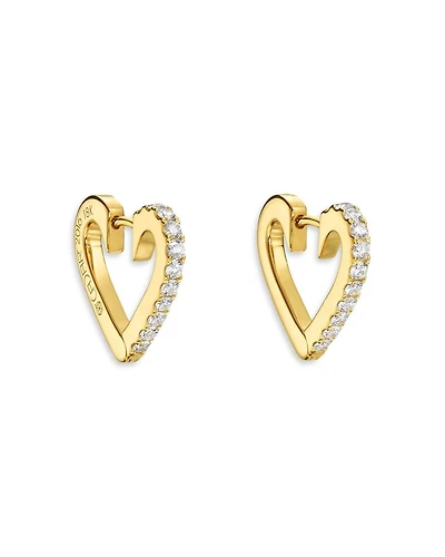 18K Yellow Gold Endless Hoop Earrings with Diamonds, 0.34 tcw