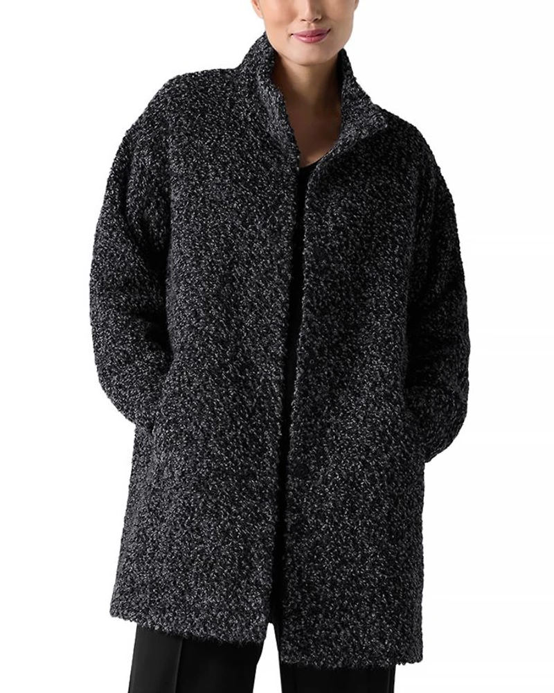 High Collar Boxy Long Sleeve Coat
