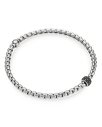 Fope 18K White Gold Eka Black Diamond Rondelle Box Link Flex Bracelet