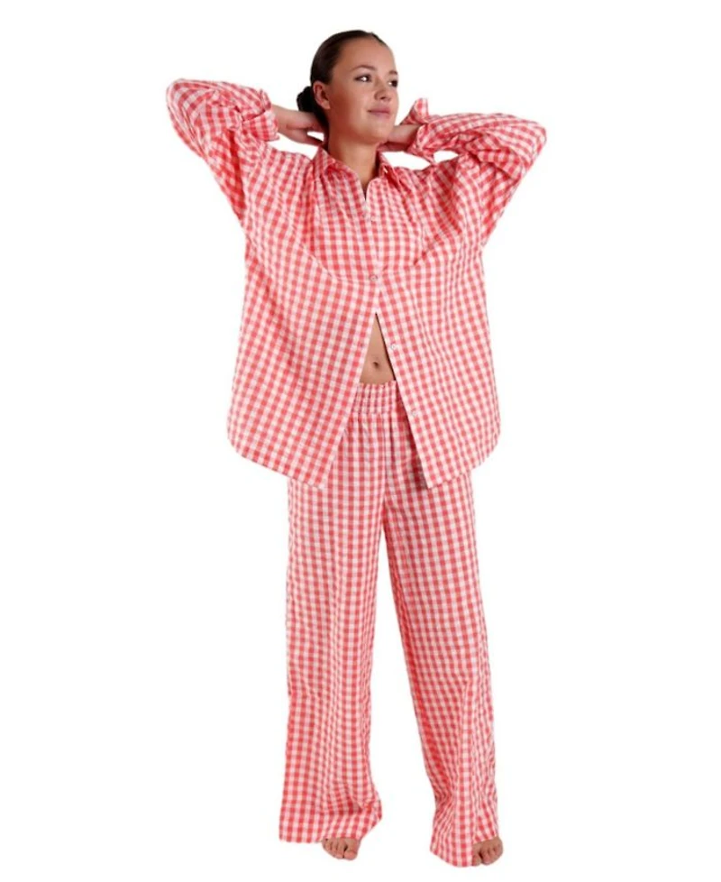 Women's Chicory Striped Woven-Cotton Pajama Pants