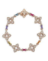 Roberto Coin 18K Yellow Gold Venetian Princess Carnival Multi Gemstone & Diamond Flower Link Bracelet