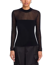 Sheer Knit Mock Neck Top - Exclusive