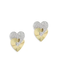 Phillips House 14K Yellow Gold Aura Diamond Double Heart Stud Earrings