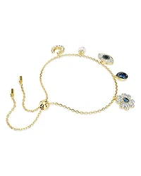 Symbolica Crystal & Imitation Pearl Mixed Charm Slider Bracelet in Gold Tone