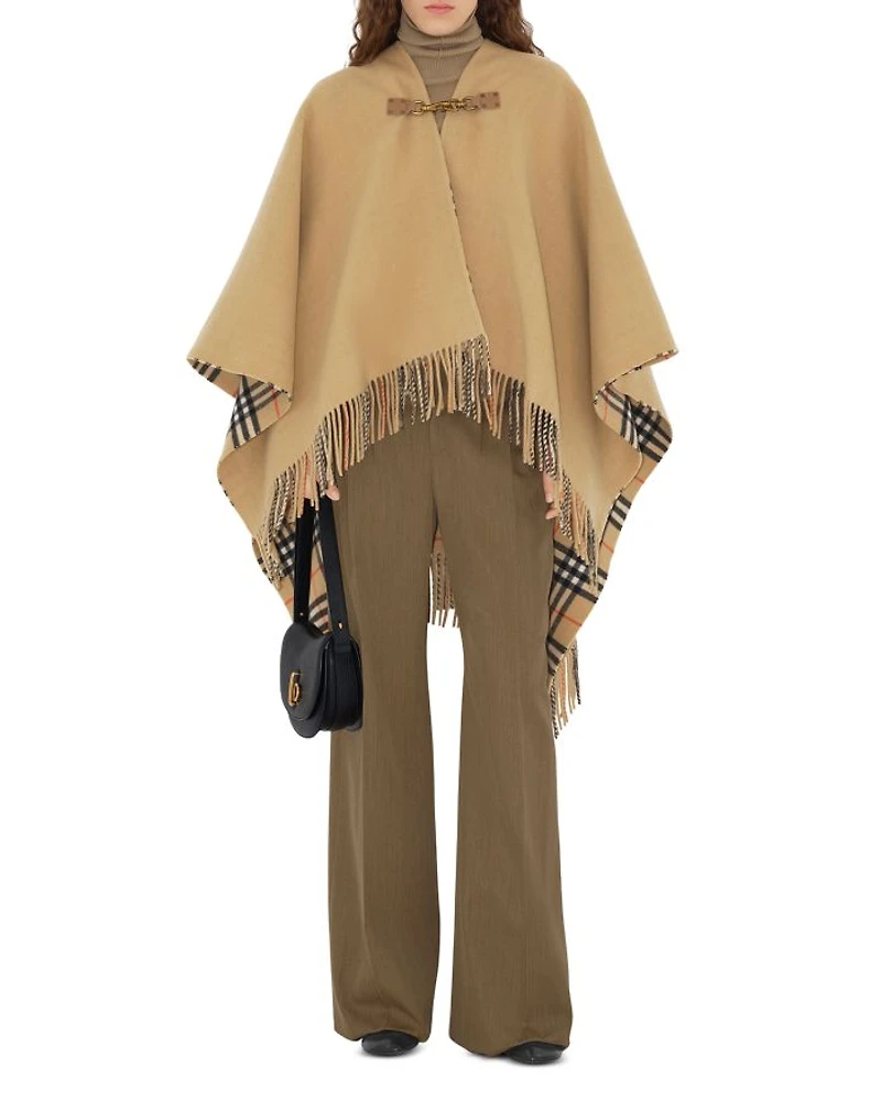 Check Wool Cape