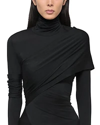 Asymmetric Draped Turtleneck Top