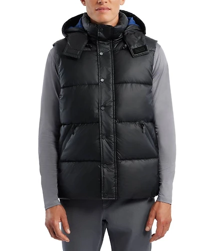 Chiswell Nylon Quilted Removable Hood Full Zip Puffer Vest
