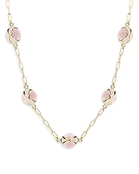 L. Klein 18K Yellow Gold Prisma Rose Quartz Paperclip Link Collar Necklace, 16-18
