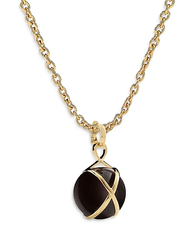 L. Klein 18K Yellow Gold Prisma Black Agate Pendant Necklace