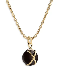 L. Klein 18K Yellow Gold Prisma Black Agate Pendant Necklace