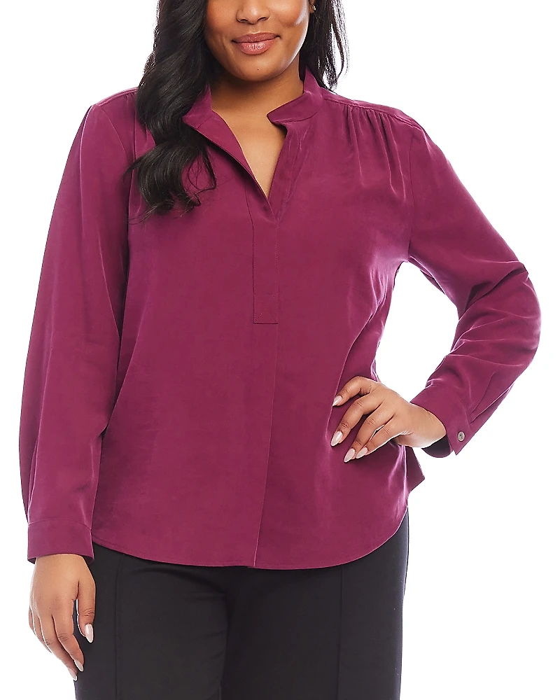 Karen Kane Plus Mandarin Collar Top