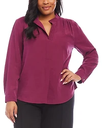 Karen Kane Plus Mandarin Collar Top