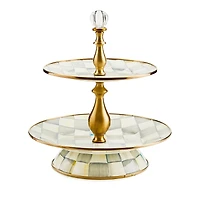 Mackenzie-Childs Sterling Check Two Tier Sweet Stand