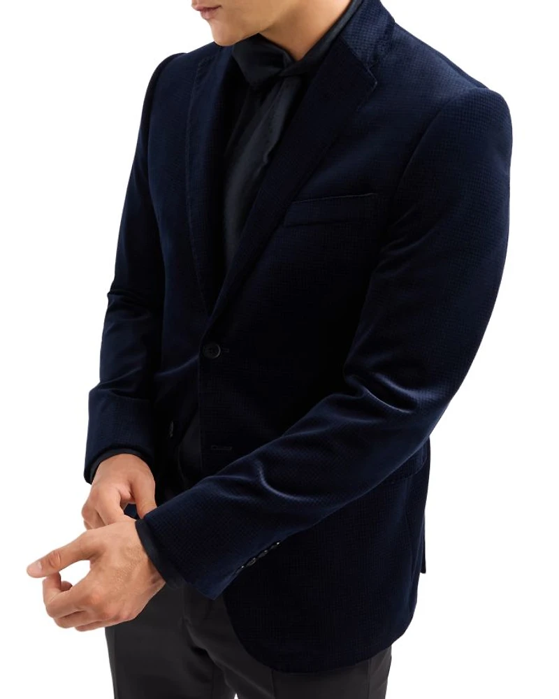 Cotton Velvet Check Slim Fit Blazer