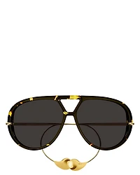 Fashion Show Drop Earring Geometrical Sunglasses, 63mm