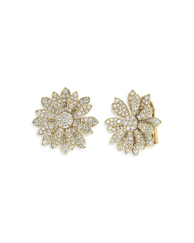 Roberto Coin 18K Yellow Gold Margherita Diamond Flower Stud Earrings
