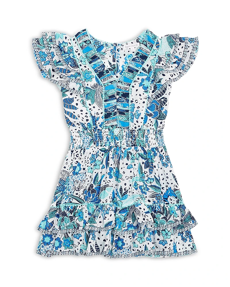 Poupette St. Barth Girls' Camila Floral V Neck Mini Dress - Little Kid, Big Kid