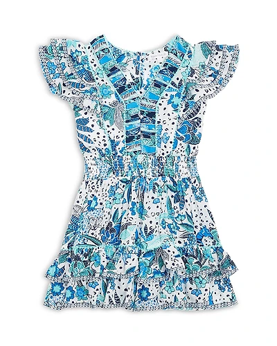 Poupette St. Barth Girls' Camila Floral V Neck Mini Dress - Little Kid, Big Kid
