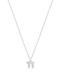 14K White Gold Diamond Chai Necklace, 0.06 tcw