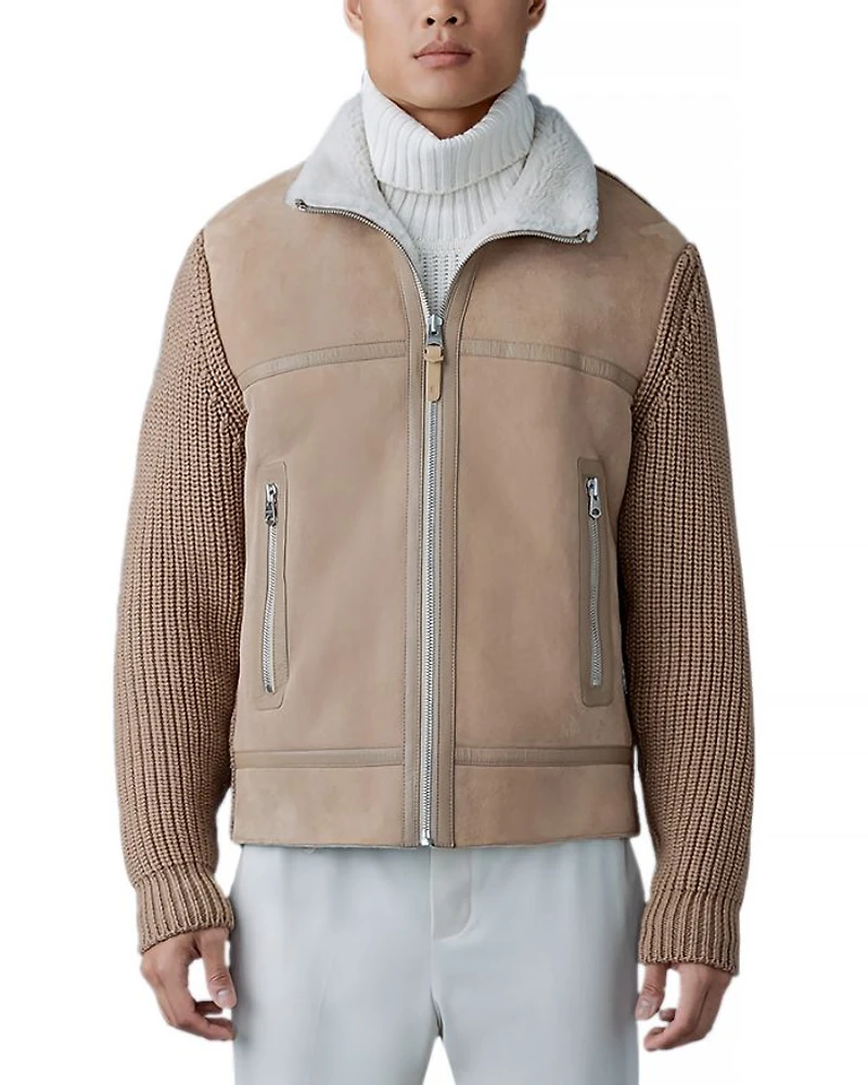 Mixed Media Zip Front Jacket