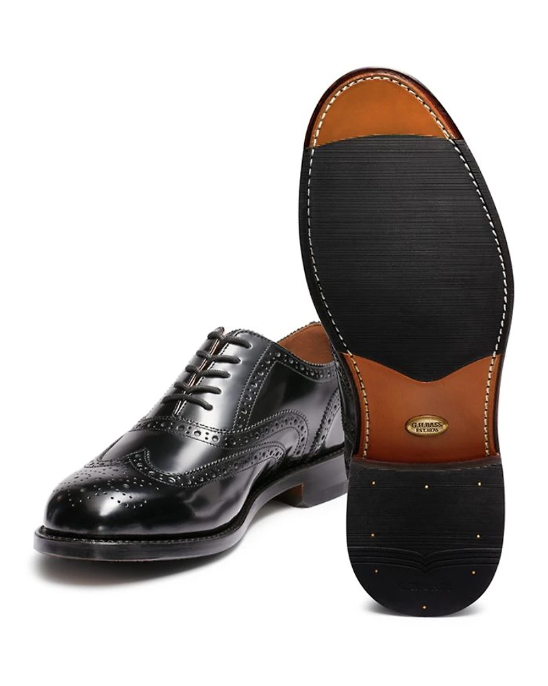 Men's Black Monogram Double Brogue Wingtips