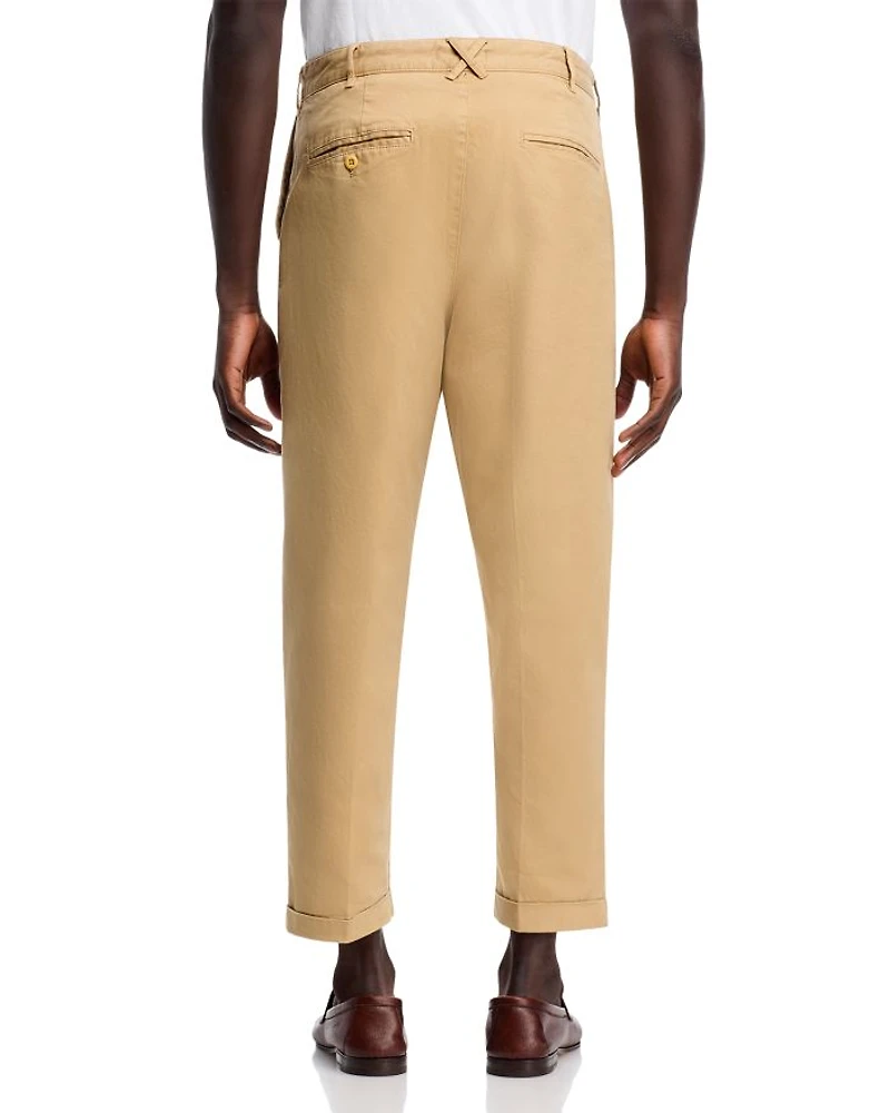 Pleated Cropped Chino Pants