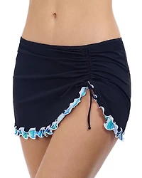 Bachata Tricolored Solid Side Slit Swim Skirt